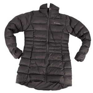 Columbia Duck Down 650 Midlength Puffer Coat Womens Medium Gray Omni-Heat